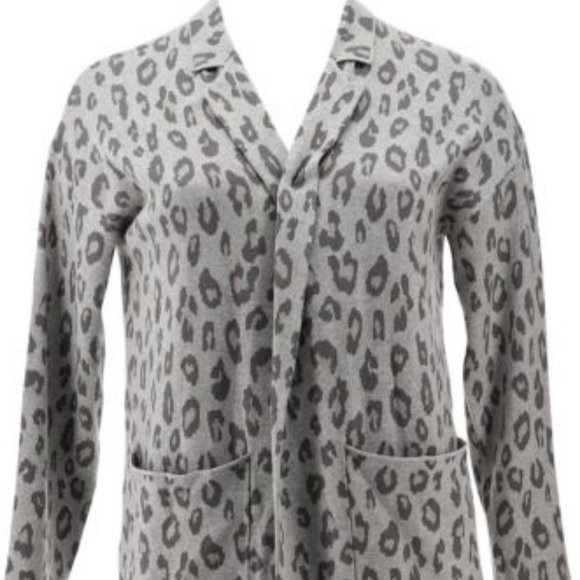 NWT G BY GIULIANA JACQUARD SWEATER KNIT DUSTER‎ CARDIGAN GRAY LEOPARD XS - Picture 2 of 12